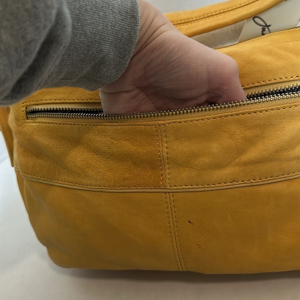 Junior Drake Blush Leather Shoulder Bag Fringe & ChainS mustard yellow NWT - Picture 12 of 16